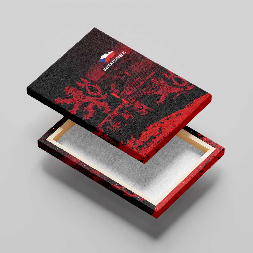 Czech Republic Lion Canvas Wall Art Czechia Black Red - Wonder Print Shop