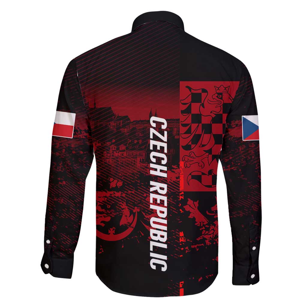 Czech Republic Lion Family Matching Long Sleeve Bodycon Dress and Hawaiian Shirt Czechia Black Red - Wonder Print Shop