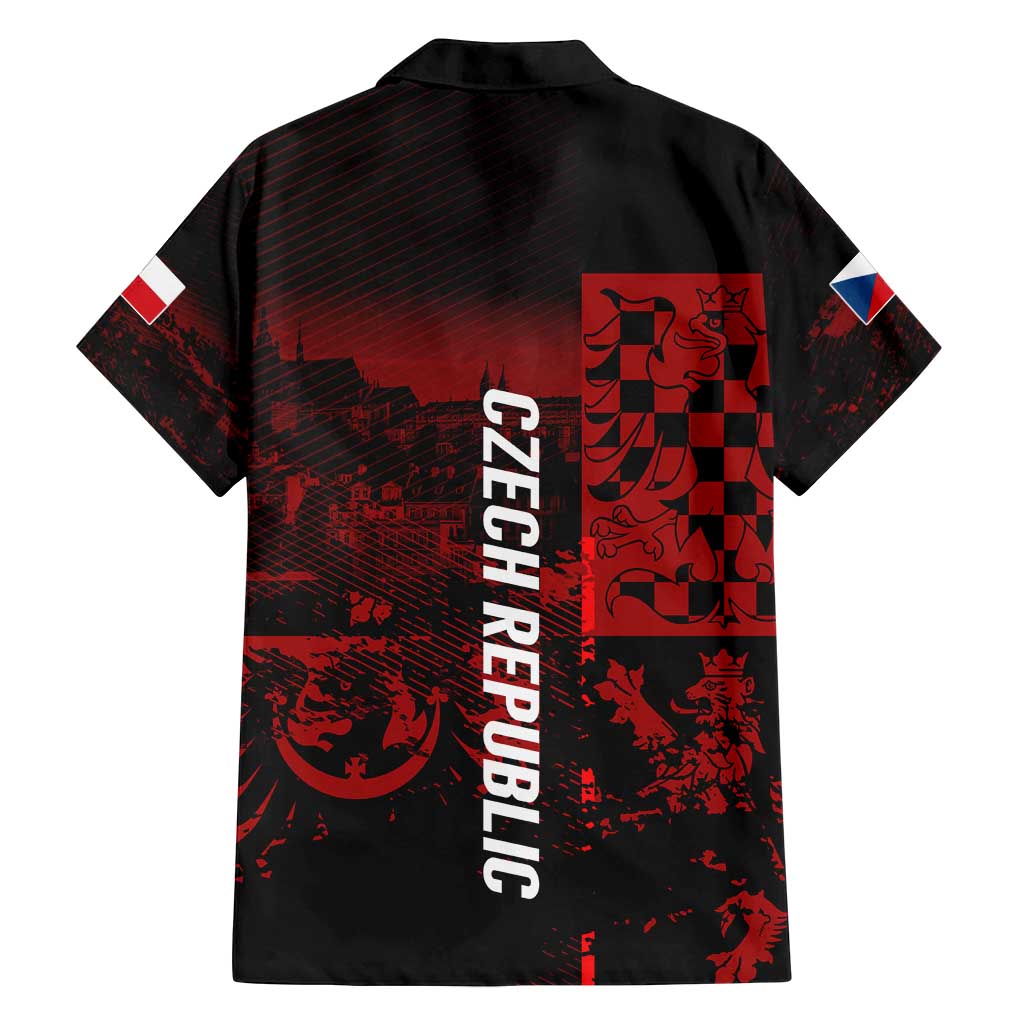 Czech Republic Lion Family Matching Off Shoulder Maxi Dress and Hawaiian Shirt Czechia Black Red - Wonder Print Shop