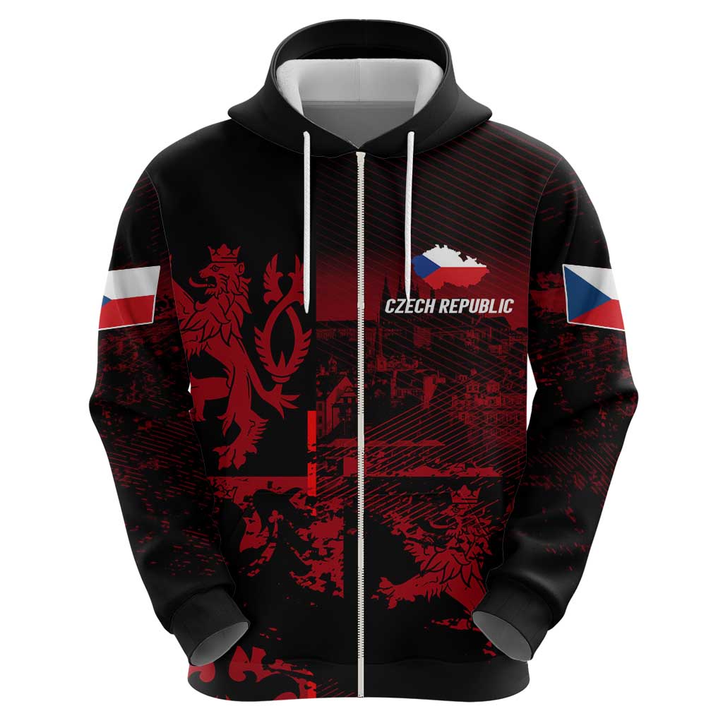 Czech Republic Lion Hoodie Czechia Black Red - Wonder Print Shop