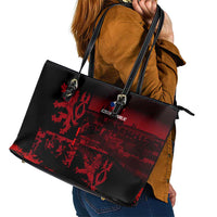 Czech Republic Lion Leather Tote Bag Czechia Black Red - Wonder Print Shop
