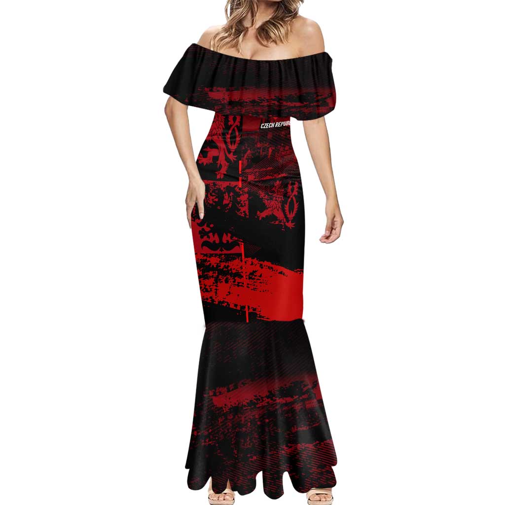 Czech Republic Lion Mermaid Dress Czechia Black Red - Wonder Print Shop
