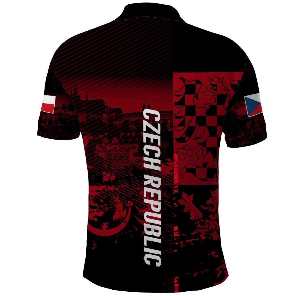 Czech Republic Lion Polo Shirt Czechia Black Red - Wonder Print Shop