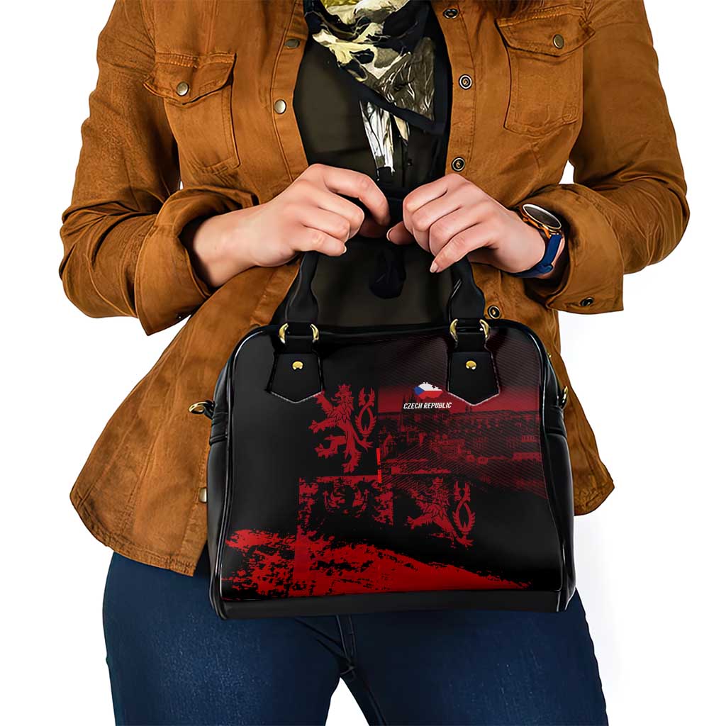 Czech Republic Lion Shoulder Handbag Czechia Black Red
