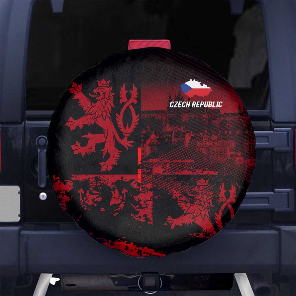 Czech Republic Lion Spare Tire Cover Czechia Black Red - Wonder Print Shop