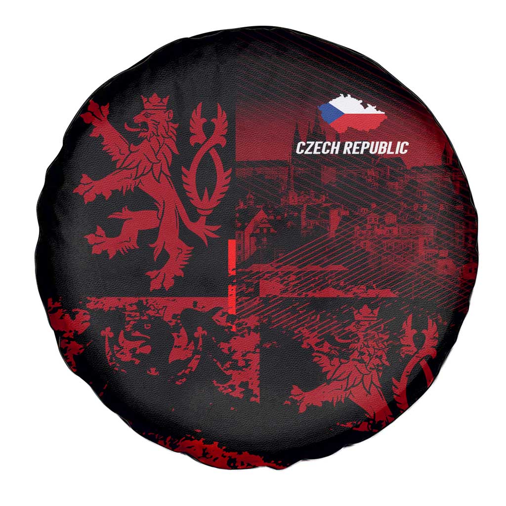 Czech Republic Lion Spare Tire Cover Czechia Black Red - Wonder Print Shop