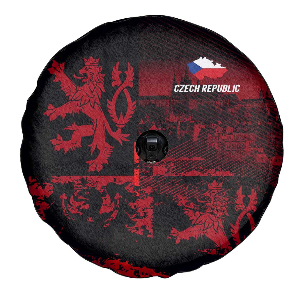 Czech Republic Lion Spare Tire Cover Czechia Black Red - Wonder Print Shop
