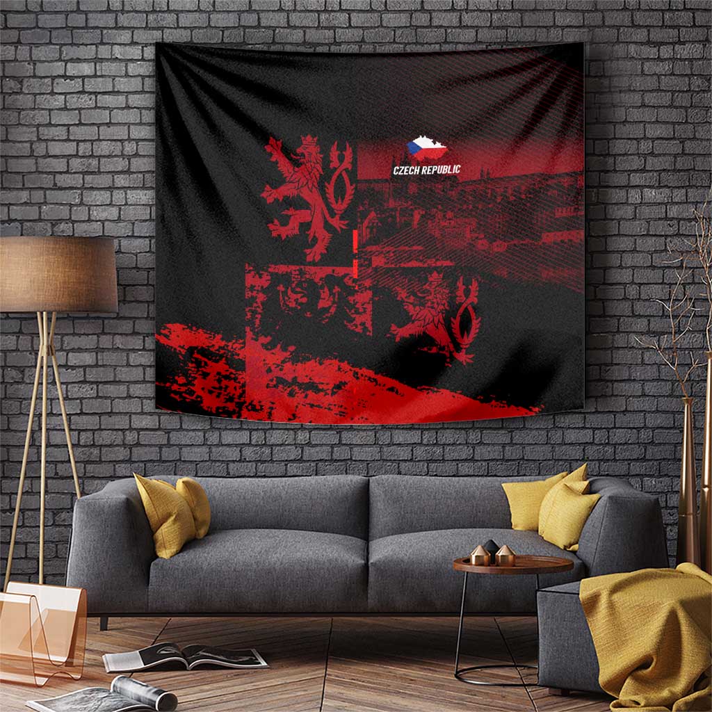 Czech Republic Lion Tapestry Czechia Black Red - Wonder Print Shop