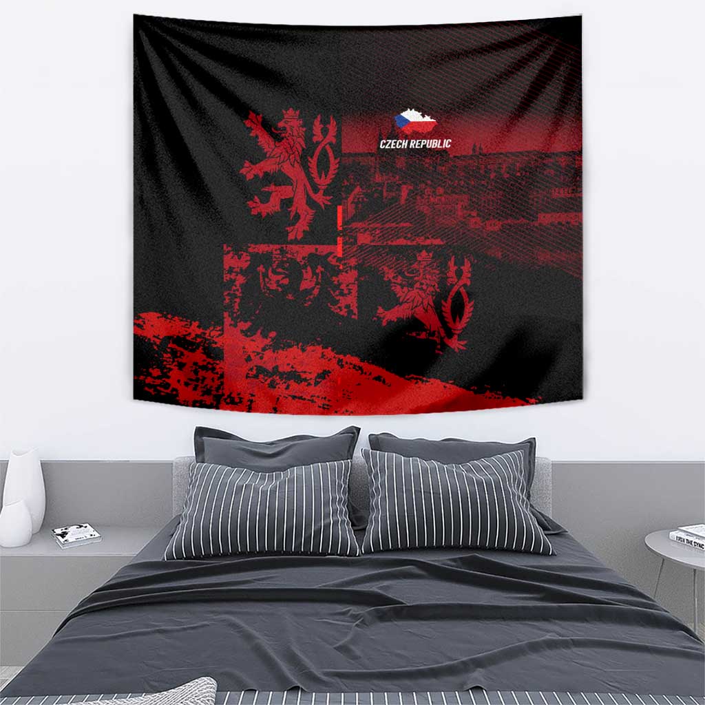 Czech Republic Lion Tapestry Czechia Black Red - Wonder Print Shop