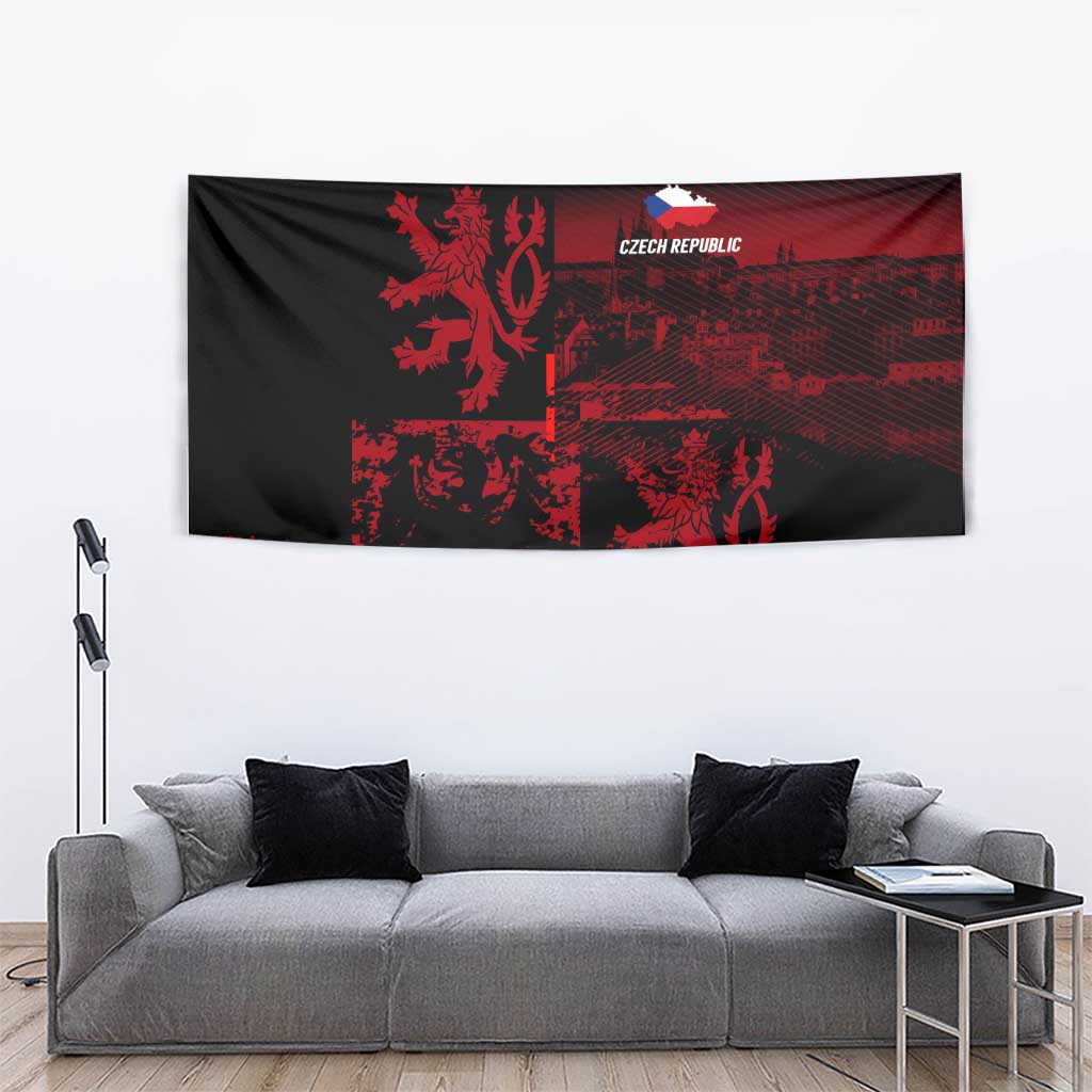 Czech Republic Lion Tapestry Czechia Black Red - Wonder Print Shop