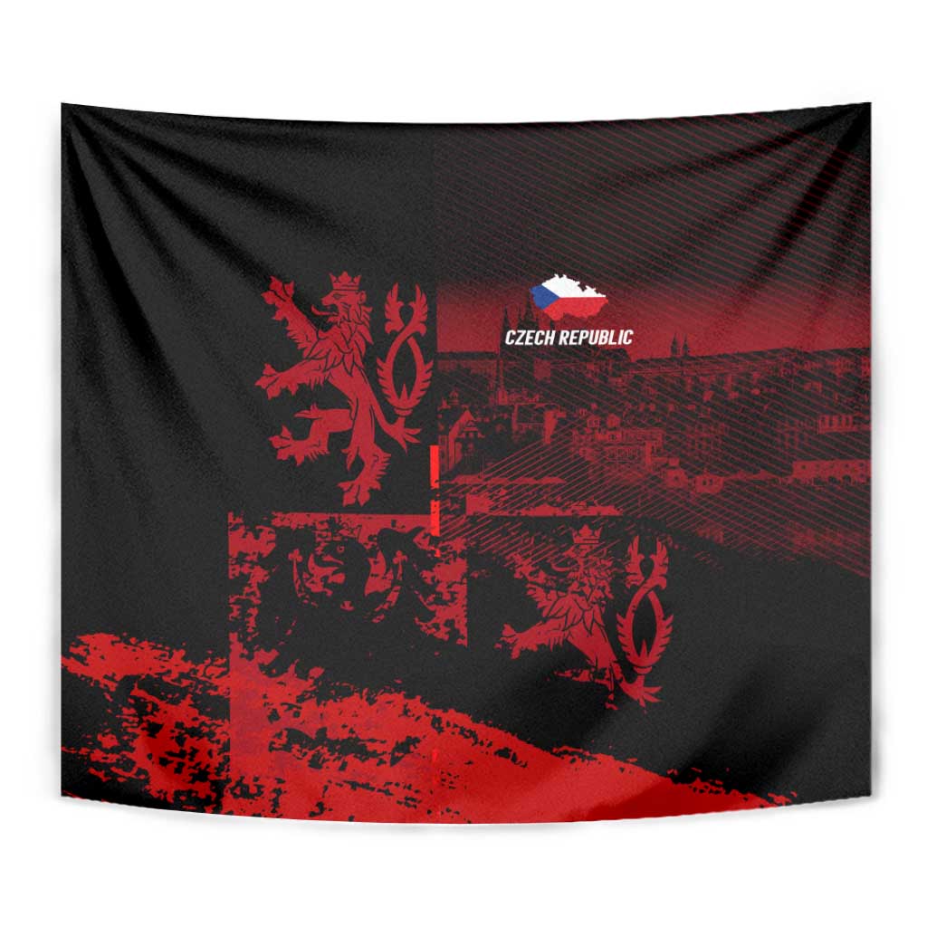 Czech Republic Lion Tapestry Czechia Black Red - Wonder Print Shop