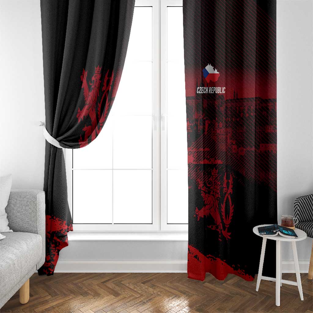 Czech Republic Lion Window Curtain Czechia Black Red - Wonder Print Shop