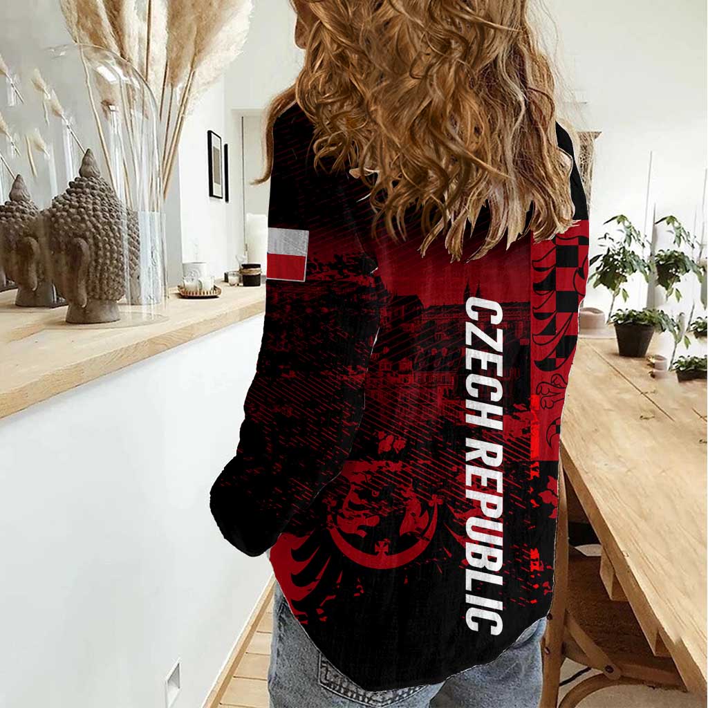 Czech Republic Lion Women Casual Shirt Czechia Black Red - Wonder Print Shop