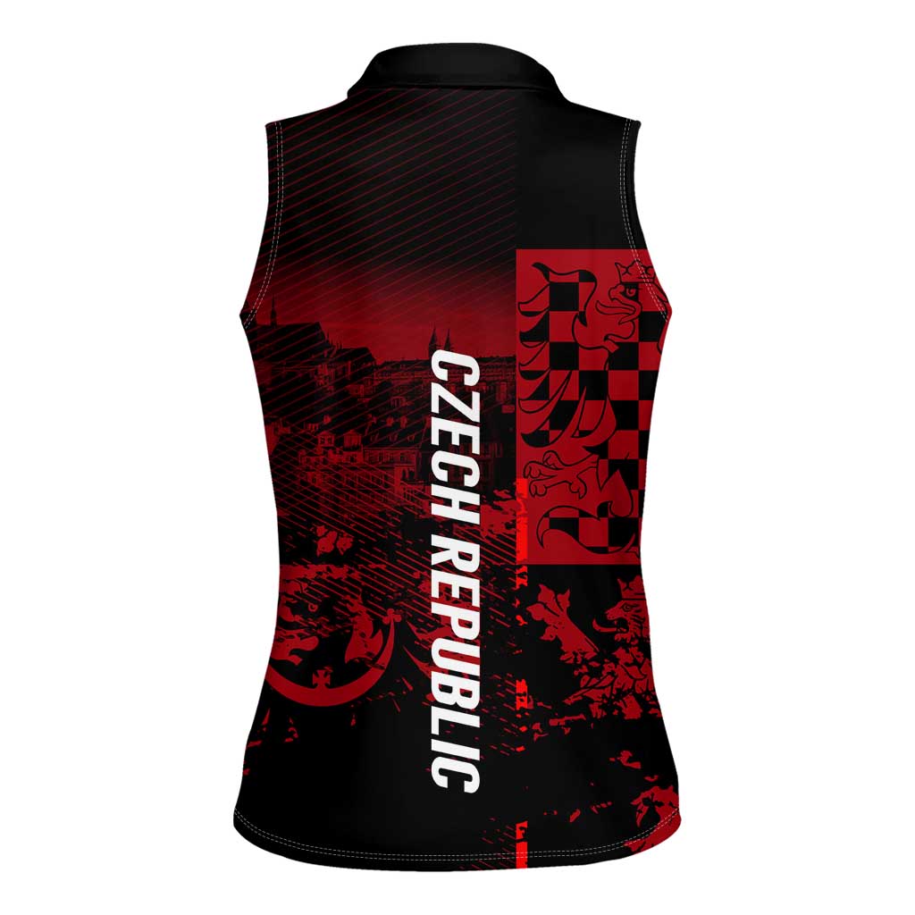 Czech Republic Lion Women Sleeveless Polo Shirt Czechia Black Red - Wonder Print Shop