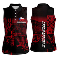 Czech Republic Lion Women Sleeveless Polo Shirt Czechia Black Red - Wonder Print Shop