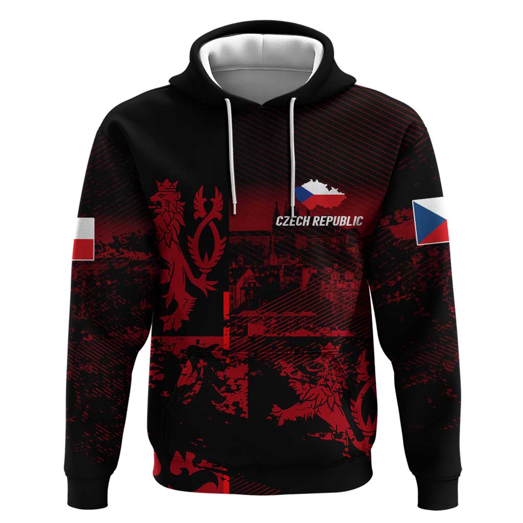 Czech Republic Lion Zip Hoodie Czechia Black Red - Wonder Print Shop