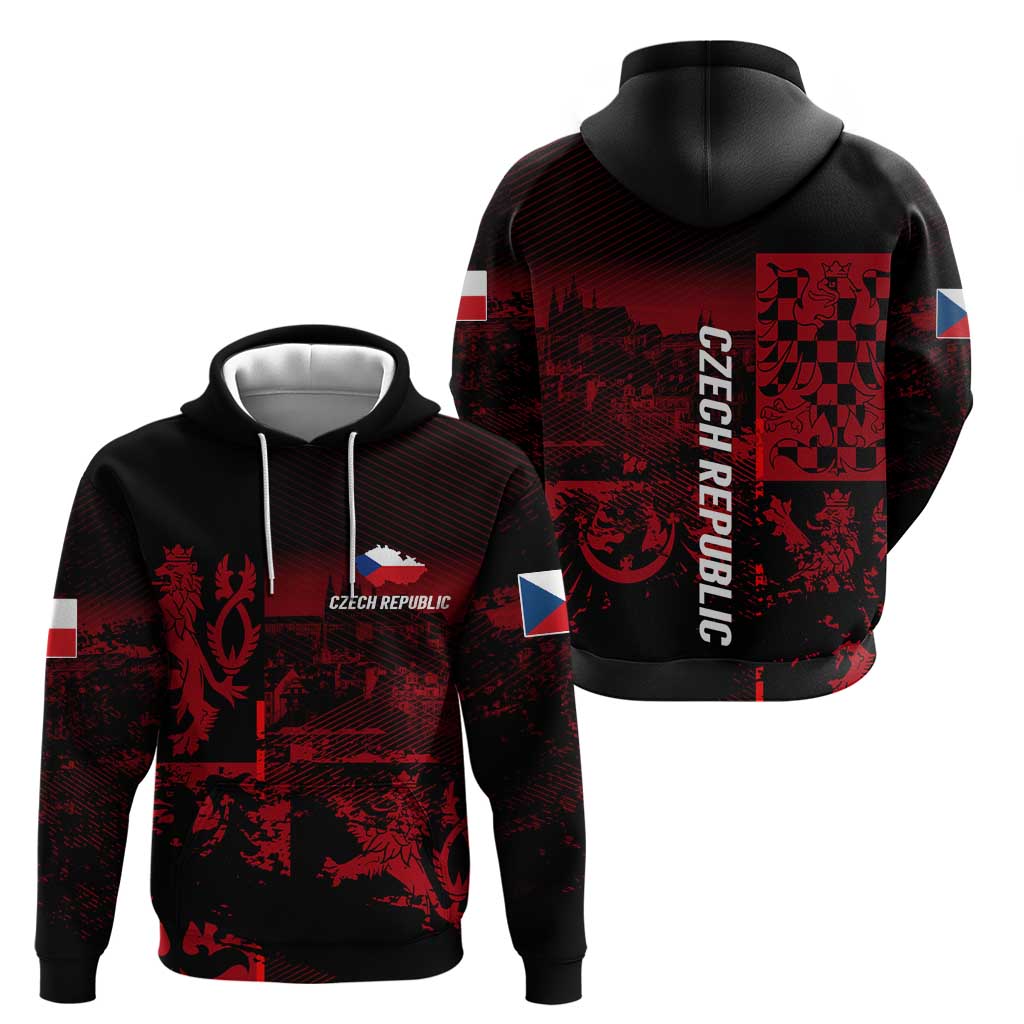 Czech Republic Lion Zip Hoodie Czechia Black Red - Wonder Print Shop