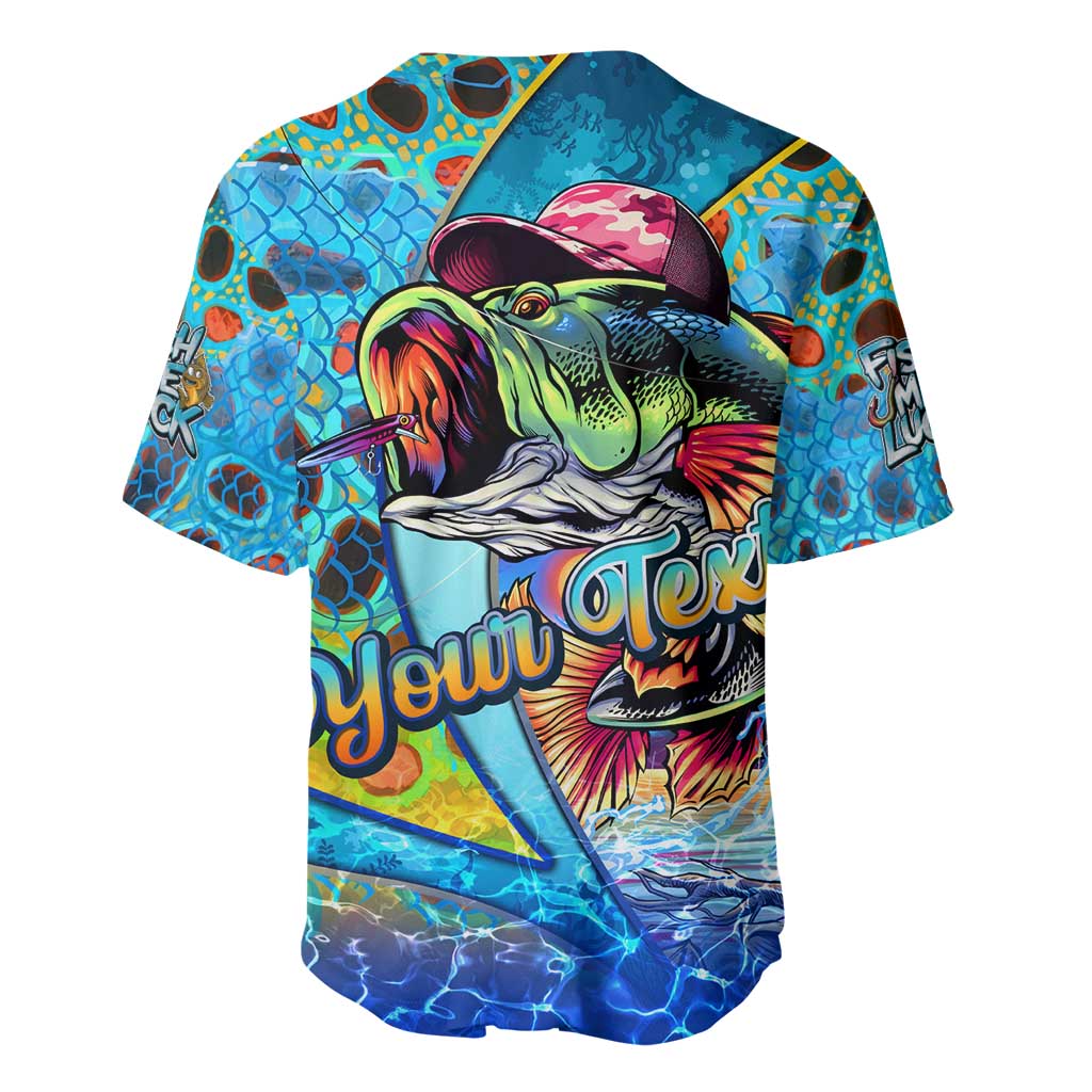 Personalized Kiss My Bass Fishing Baseball Jersey Fish Me Luck - Wonder Print Shop