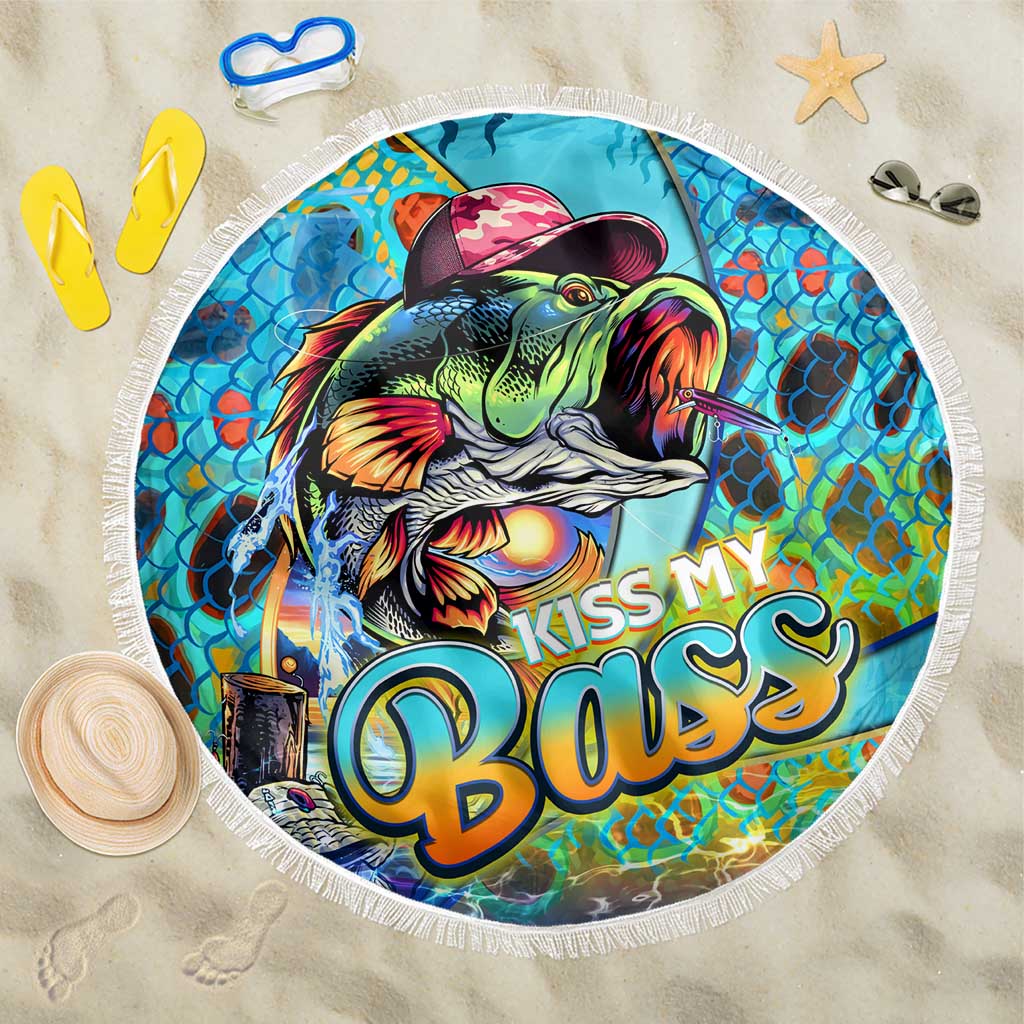 Kiss My Bass Fishing Beach Blanket Fish Me Luck - Wonder Print Shop