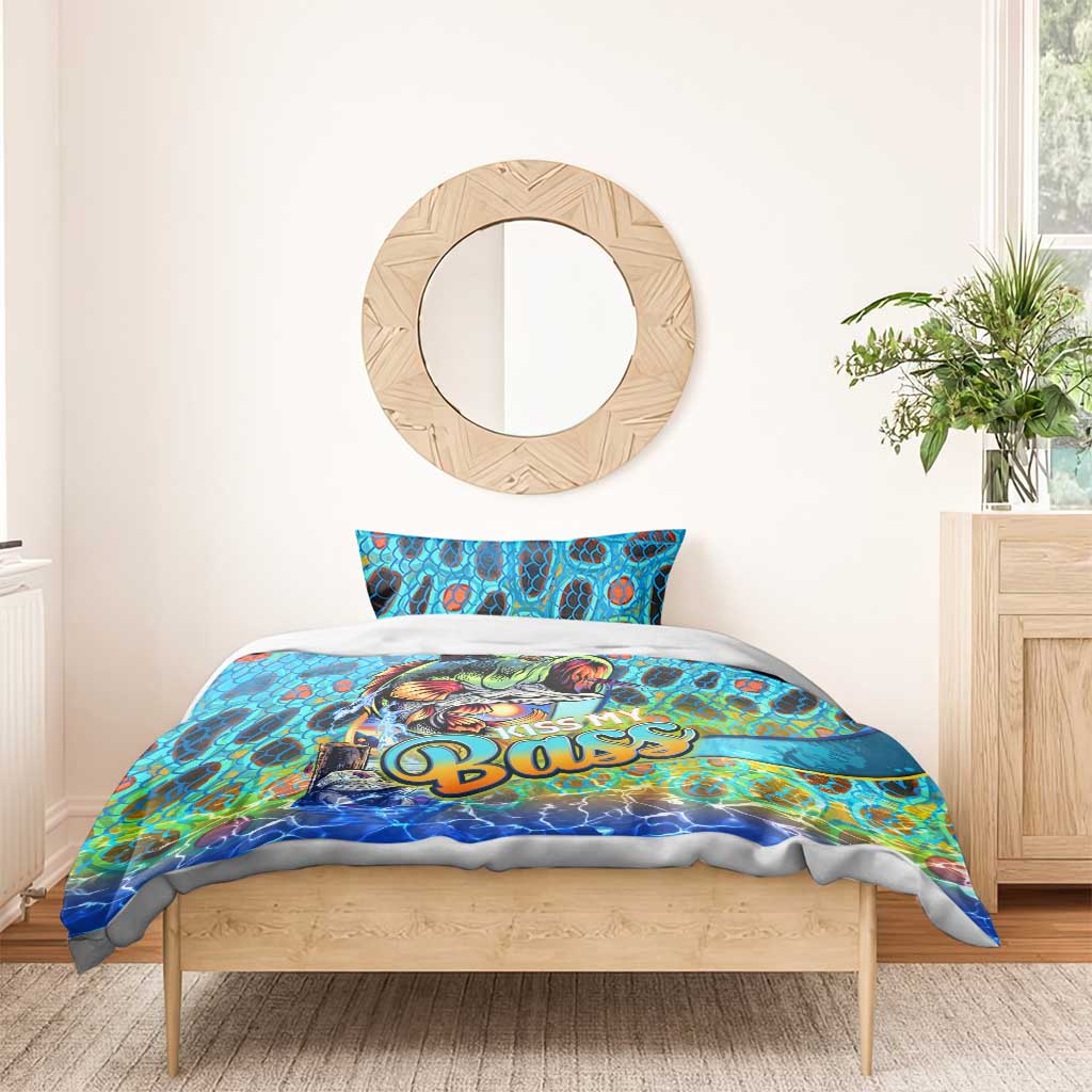 Kiss My Bass Fishing Bedding Set Fish Me Luck - Wonder Print Shop