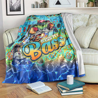 Kiss My Bass Fishing Blanket Fish Me Luck
