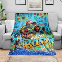 Kiss My Bass Fishing Blanket Fish Me Luck