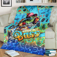 Kiss My Bass Fishing Blanket Fish Me Luck