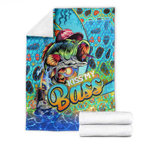 Kiss My Bass Fishing Blanket Fish Me Luck