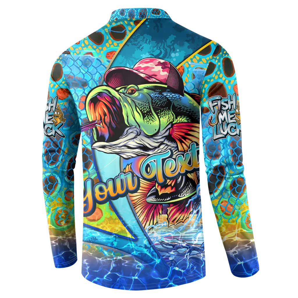 Personalized Kiss My Bass Fishing Button Sweatshirt Fish Me Luck - Wonder Print Shop