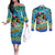 Personalized Kiss My Bass Fishing Couples Matching Off The Shoulder Long Sleeve Dress and Long Sleeve Button Shirt Fish Me Luck