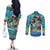 Personalized Kiss My Bass Fishing Couples Matching Off The Shoulder Long Sleeve Dress and Long Sleeve Button Shirt Fish Me Luck