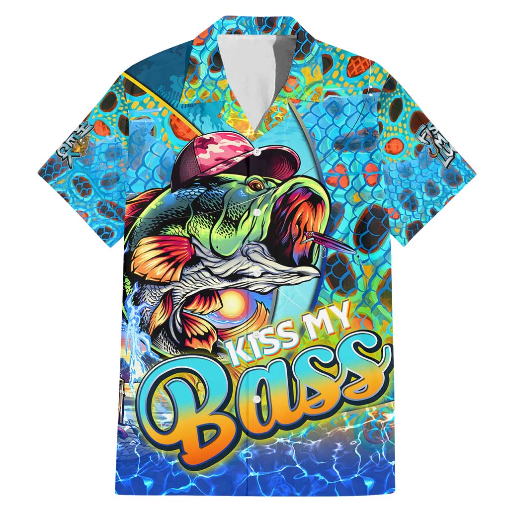 Personalized Kiss My Bass Fishing Family Matching Mermaid Dress and Hawaiian Shirt Fish Me Luck - Wonder Print Shop