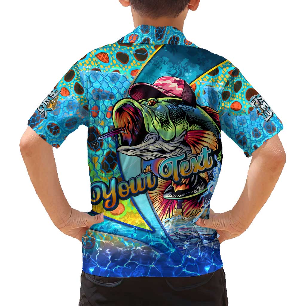 Personalized Kiss My Bass Fishing Family Matching Off Shoulder Short Dress and Hawaiian Shirt Fish Me Luck - Wonder Print Shop