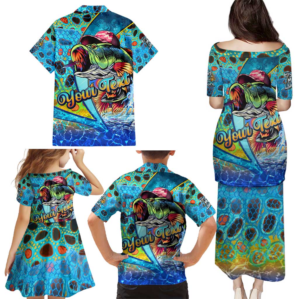 Personalized Kiss My Bass Fishing Family Matching Puletasi and Hawaiian Shirt Fish Me Luck - Wonder Print Shop