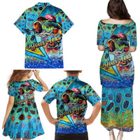 Personalized Kiss My Bass Fishing Family Matching Puletasi and Hawaiian Shirt Fish Me Luck - Wonder Print Shop