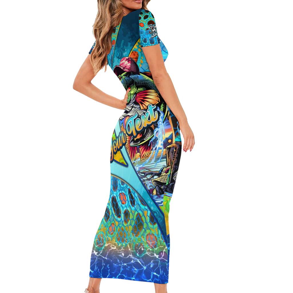 Personalized Kiss My Bass Fishing Family Matching Short Sleeve Bodycon Dress and Hawaiian Shirt Fish Me Luck - Wonder Print Shop