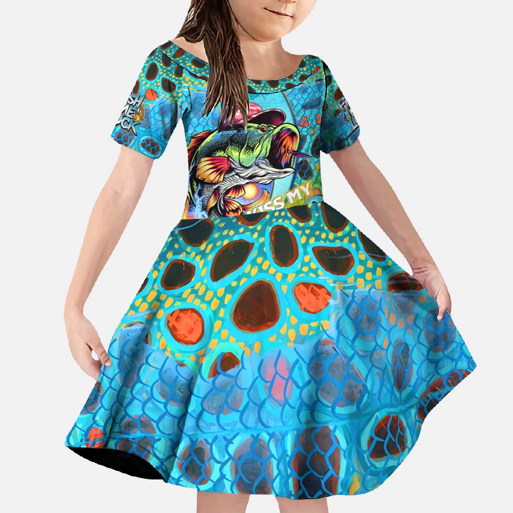 Personalized Kiss My Bass Fishing Family Matching Summer Maxi Dress and Hawaiian Shirt Fish Me Luck - Wonder Print Shop
