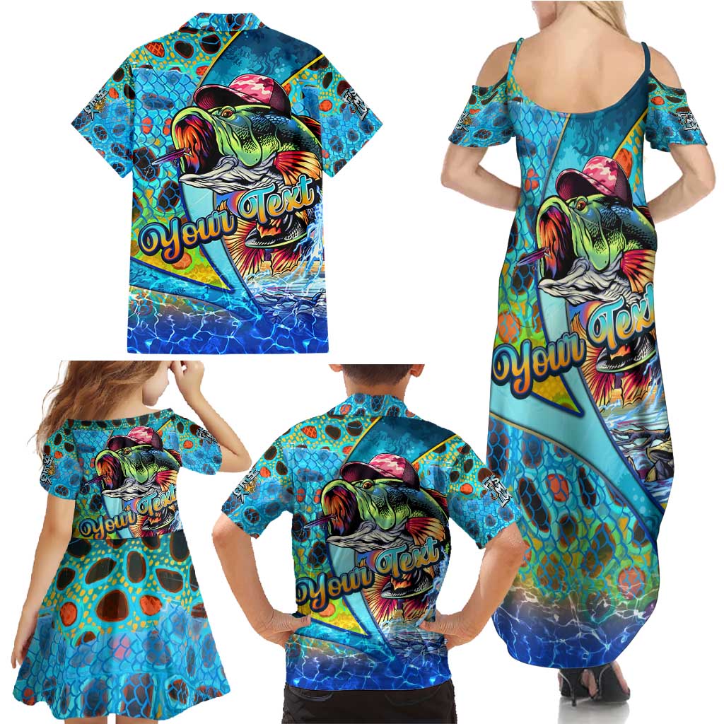 Personalized Kiss My Bass Fishing Family Matching Summer Maxi Dress and Hawaiian Shirt Fish Me Luck - Wonder Print Shop