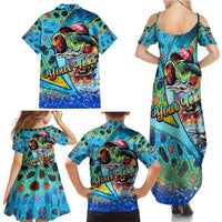 Personalized Kiss My Bass Fishing Family Matching Summer Maxi Dress and Hawaiian Shirt Fish Me Luck - Wonder Print Shop