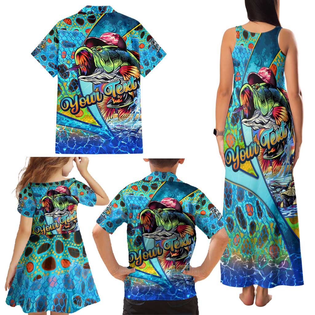 Personalized Kiss My Bass Fishing Family Matching Tank Maxi Dress and Hawaiian Shirt Fish Me Luck - Wonder Print Shop