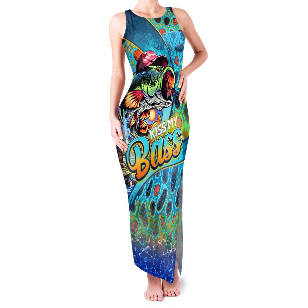 Personalized Kiss My Bass Fishing Family Matching Tank Maxi Dress and Hawaiian Shirt Fish Me Luck - Wonder Print Shop