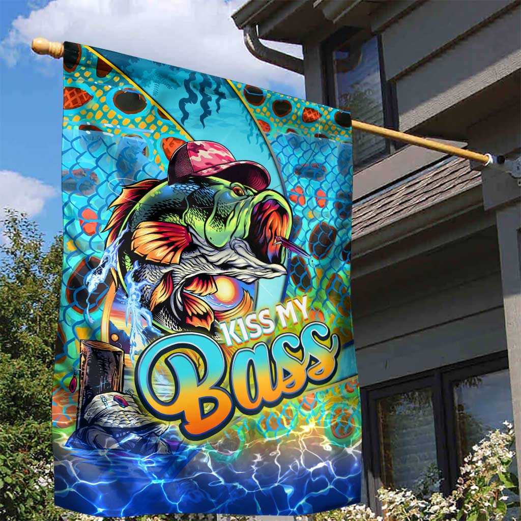 Kiss My Bass Fishing Garden Flag Fish Me Luck - Wonder Print Shop