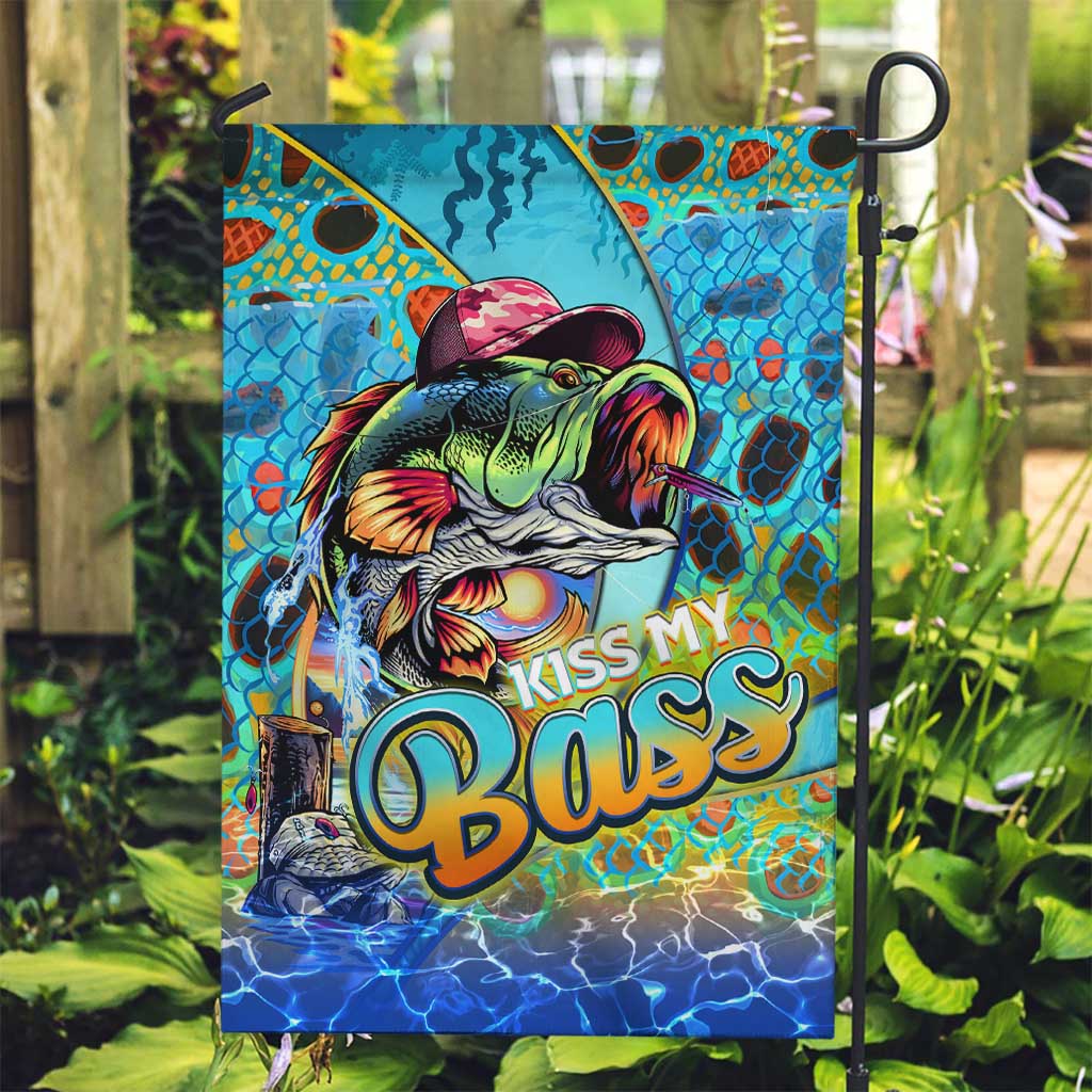 Kiss My Bass Fishing Garden Flag Fish Me Luck - Wonder Print Shop