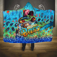 Kiss My Bass Fishing Hooded Blanket Fish Me Luck