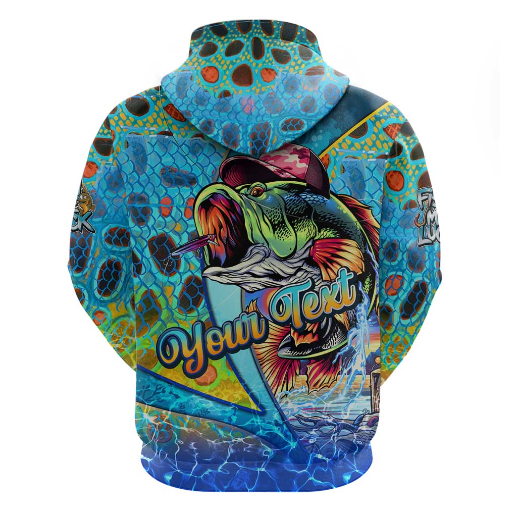 Personalized Kiss My Bass Fishing Hoodie Fish Me Luck - Wonder Print Shop
