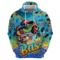 Personalized Kiss My Bass Fishing Hoodie Fish Me Luck - Wonder Print Shop