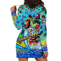 Personalized Kiss My Bass Fishing Hoodie Dress Fish Me Luck - Wonder Print Shop