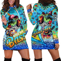 Personalized Kiss My Bass Fishing Hoodie Dress Fish Me Luck - Wonder Print Shop