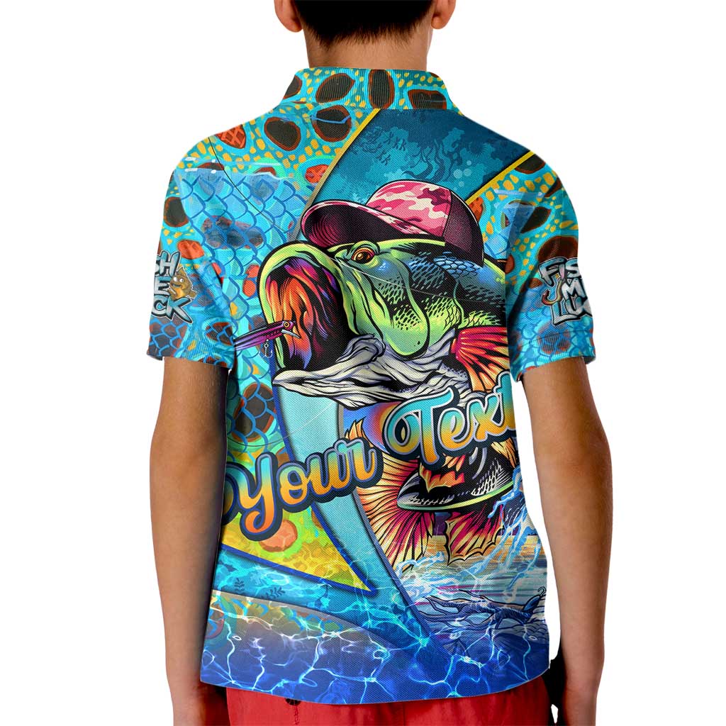 Personalized Kiss My Bass Fishing Kid Polo Shirt Fish Me Luck - Wonder Print Shop