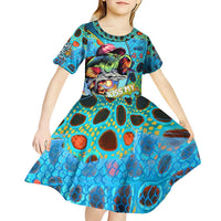 Personalized Kiss My Bass Fishing Kid Short Sleeve Dress Fish Me Luck - Wonder Print Shop